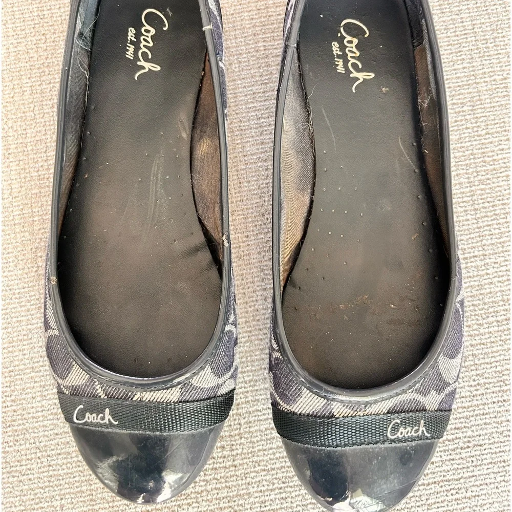 Coach Women's Canvas Leather Signature Slip-On Ballet Flats Blue Size 8 - Picture 2 of 8